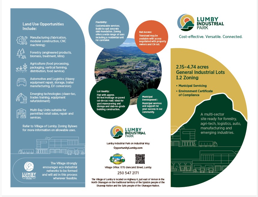 front cover of the brochure with information about the Lumby Industrial Park